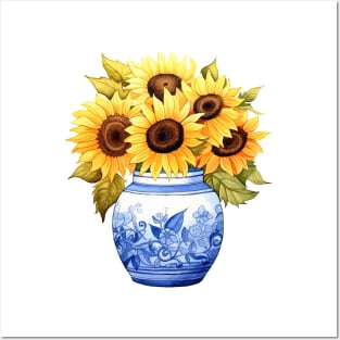 Chinoiserie ginger jar with sunflowers Posters and Art